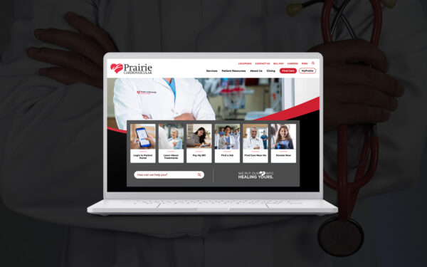 Prairie Cardiovascular website shown on laptop