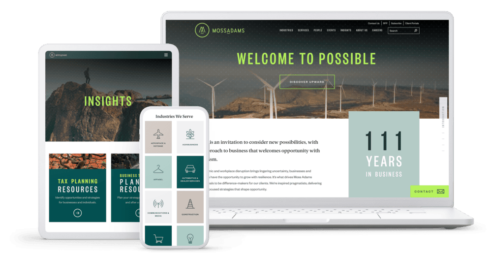 Moss Adams website shown on devices