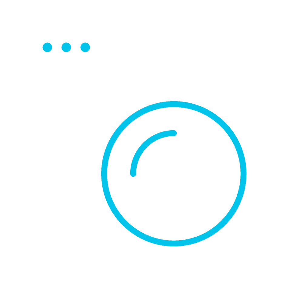 n icon of a web browser window with a magnifying glass over it, representing website analysis, testing, or screening before launch. The blue magnifying glass emphasizes the focus on detailed inspection and quality assurance.