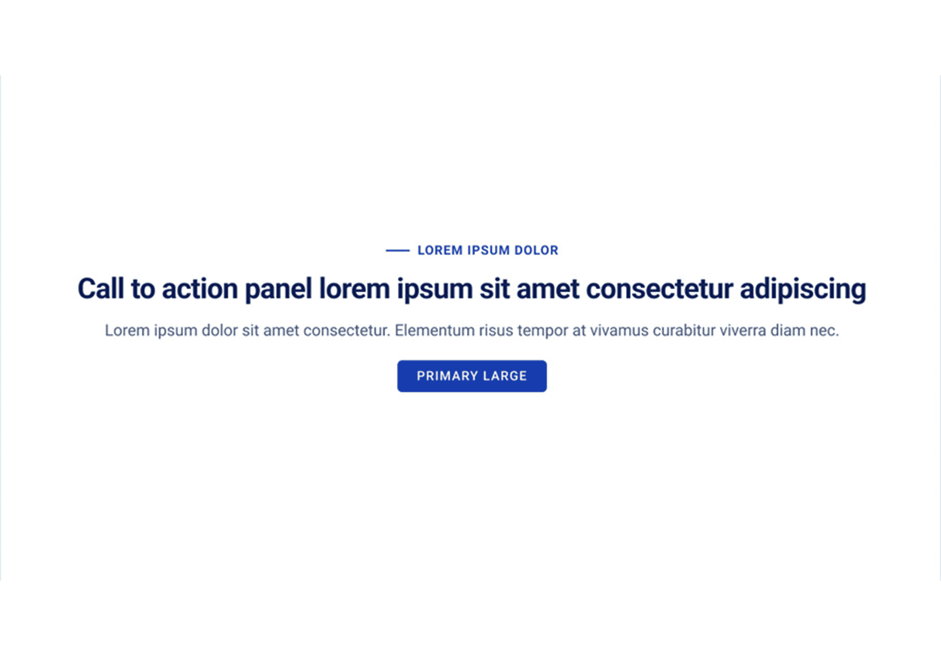 Call to Action Panel component for the Web Accelerator built for Storyblok, featuring a bold headline, a short descriptive subtext, and a prominent primary button labeled 'Primary Large.' The clean and minimalistic design emphasizes user engagement and conversion.