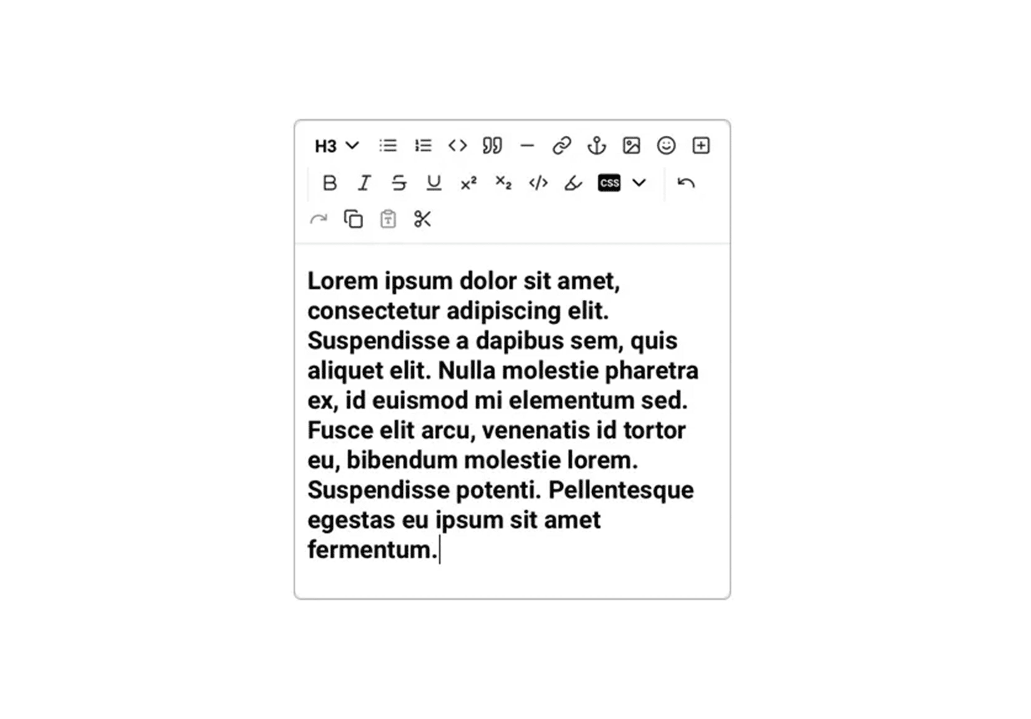 Rich text editor component for Web Accelerator on Storyblok, displaying a text formatting toolbar with bold, italic, underline, headings, and other styling options.