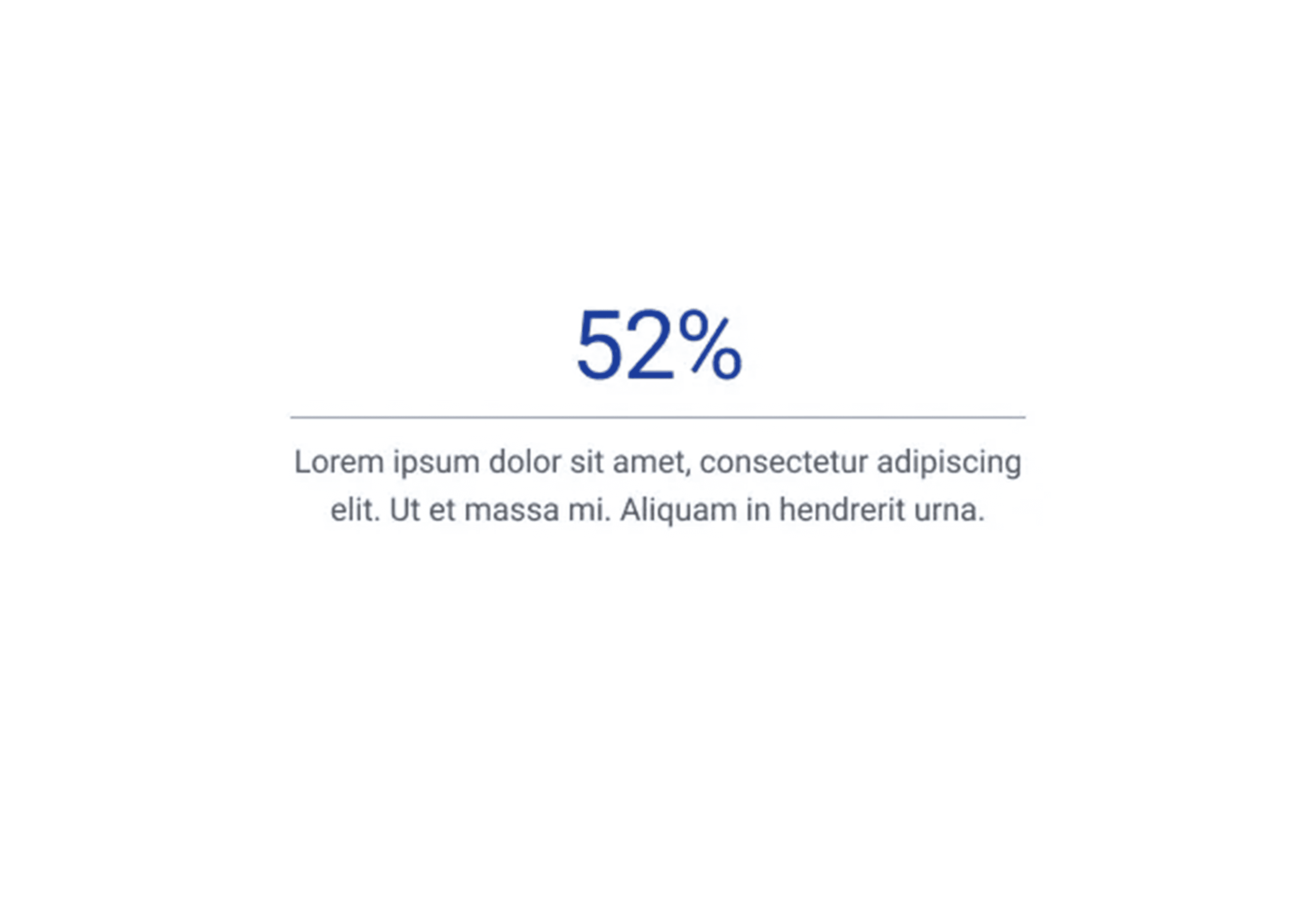 Statistics widget component for Web Accelerator on Storyblok, displaying a percentage value of 52% with supporting descriptive text below.