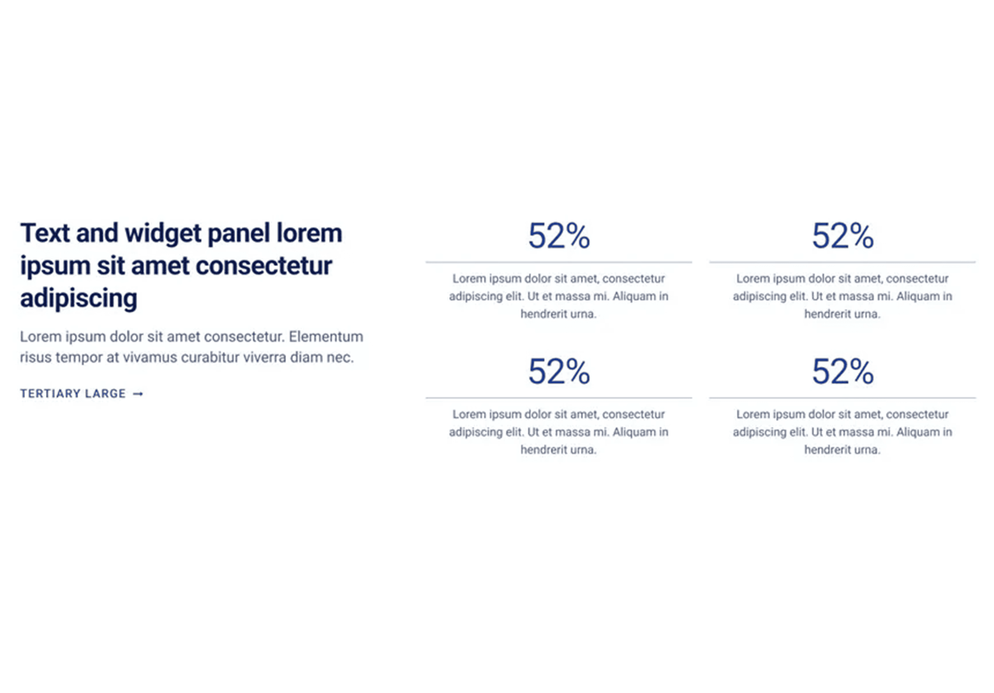 Text and widget panel component for Web Accelerator on Storyblok, featuring a text block and percentage-based statistics.