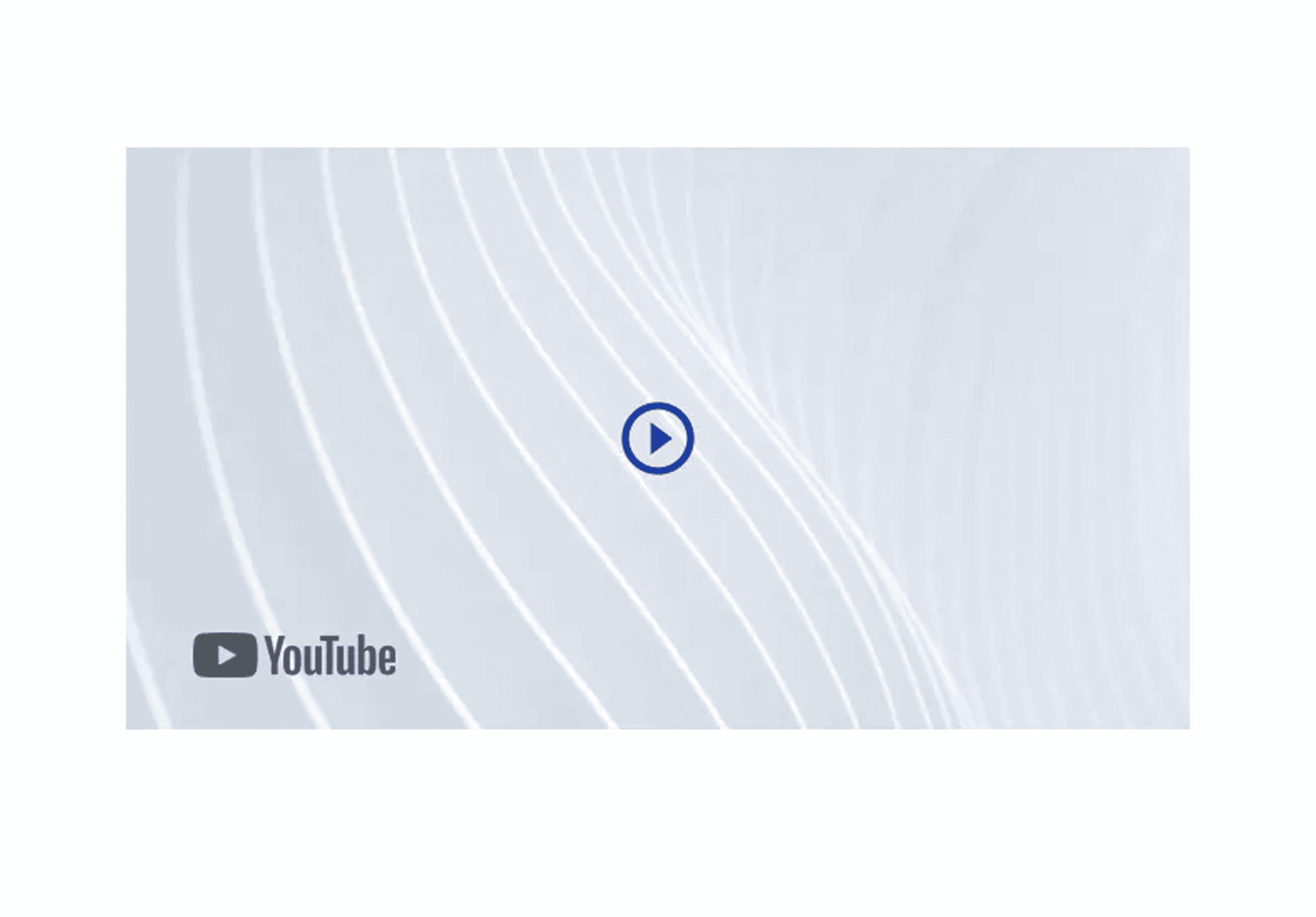 YouTube video player component for Web Accelerator on Storyblok, featuring a play button overlay on a light abstract background with a YouTube logo in the bottom left corner.